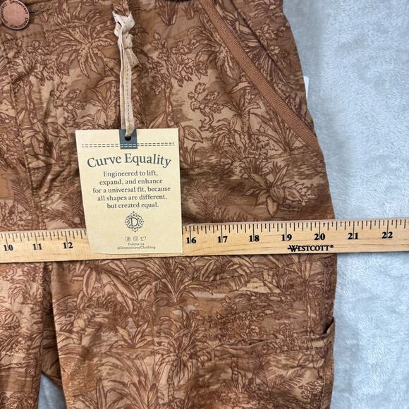 Democracy Flexellent NEW Pants Womens 10 Brown Floral Utility Cuff Stretch Cargo - Picture 8 of 12
